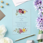 Watercolor Burgundy Yellow Roses Blue  Acryleinladungen (In Situ (Hochzeit))