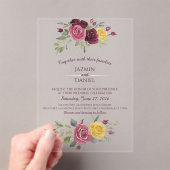 Watercolor Burgundy Yellow Roses Red Acryleinladungen (Insitu (Handheld))