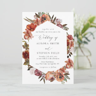 Watercolor Burnt Orange Florals Wedding Einladung