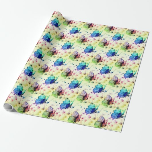 Watercolor Butterfisch Wrapping Paper Geschenkpapier (Ungerollt)