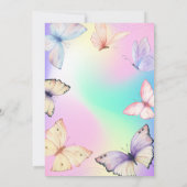 Watercolor Butterflies Holographic Birthday Einladung (Rückseite)