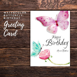 Watercolor Butterfly Birthday Card Karte