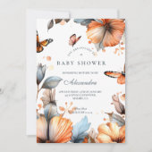 Watercolor Butterfly Bloom Baby Shower Einladung (Vorderseite)