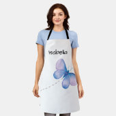 Watercolor Butterfly Flight Script Name Art Schürze (Getragen)