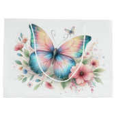 Watercolor Butterfly Floral Gift Bag Große Geschenktüte (Rückseite)