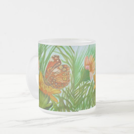 Watercolor Butterfly flower garden Mattglastasse (Vorderseite Links)