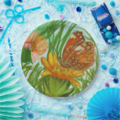 Watercolor Butterfly flower garden Pappteller (Party)