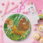 Watercolor Butterfly flower garden Pappteller (Party)