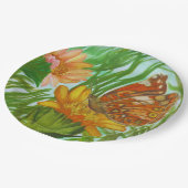 Watercolor Butterfly flower garden Pappteller (Schrägansicht)
