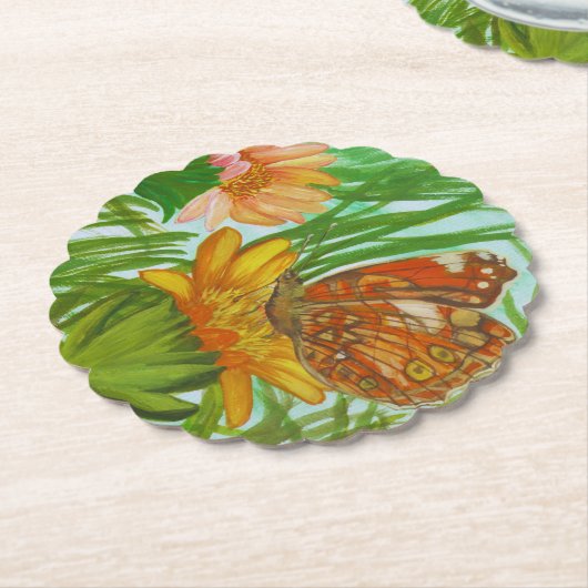 Watercolor Butterfly flower garden Untersetzer (angewinkelt)