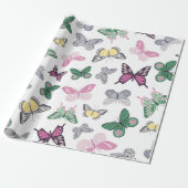 Watercolor Butterfly Garden Pattern Geschenkpapier (Ungerollt)