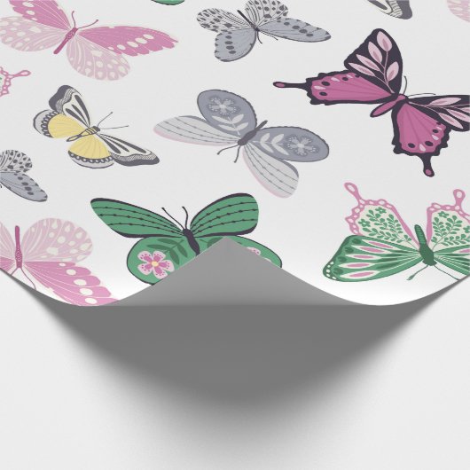 Watercolor Butterfly Garden Pattern Geschenkpapier (Ecke)