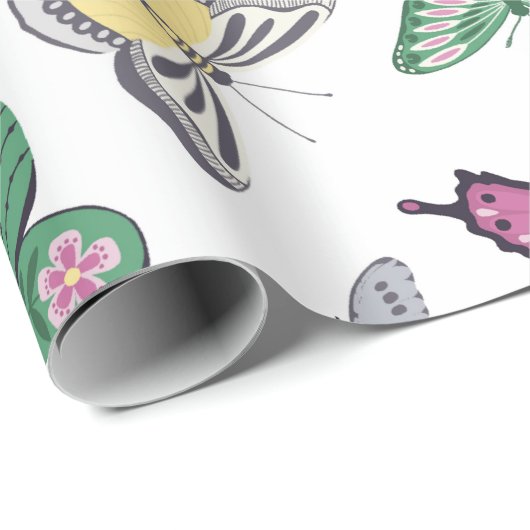 Watercolor Butterfly Garden Pattern Geschenkpapier (Rolleneckpunkt)