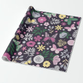 Watercolor Butterfly Garden Pattern Geschenkpapier (Ungerollt)