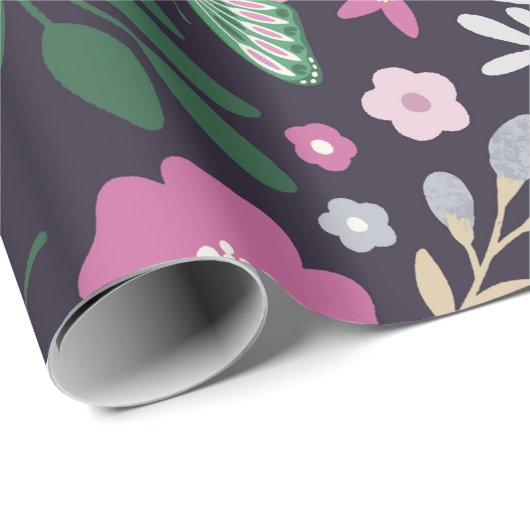Watercolor Butterfly Garden Pattern Geschenkpapier (Rolleneckpunkt)