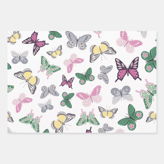 Watercolor Butterfly Garden Pattern Geschenkpapier Set (Vorderseite 2)