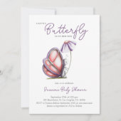 Watercolor Butterfly Girl Babydusche Einladung (Vorderseite)