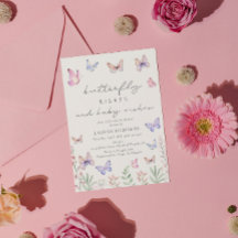 Watercolor Butterfly Kisses Baby Dusche