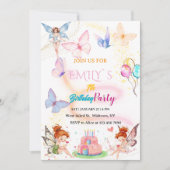 Watercolor Butterfly Magical Fairy Birthday Einladung (Vorderseite)