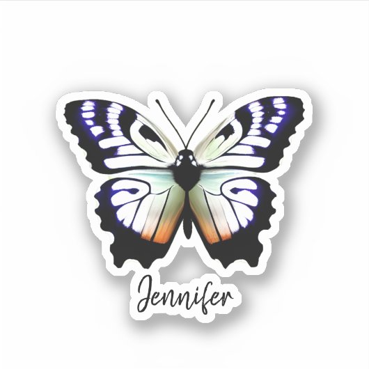 Watercolor butterfly monogram name cut sticker (Vorderseite)