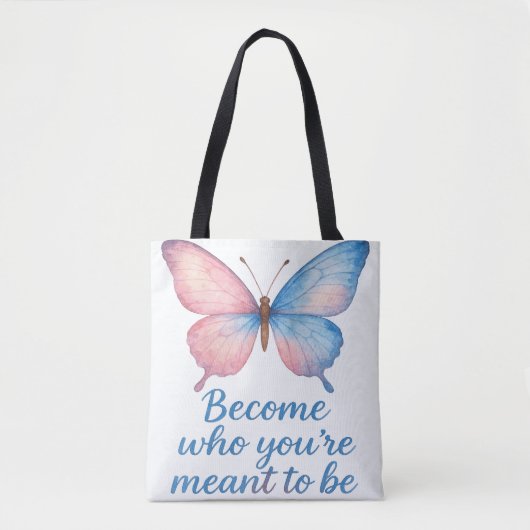 Watercolor Butterfly Motivational Tote Bag Tasche (Vorderseite)