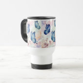 Watercolor Butterfly Mug | Soft Blue Floral Art Reisebecher (Vorderseite Links)