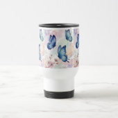 Watercolor Butterfly Mug | Soft Blue Floral Art Reisebecher (Mittel)