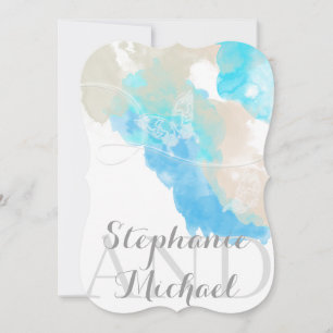 Watercolor Butterfly Ocean Shore Einladung zur Hoc