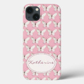 Watercolor Butterfly Pattern | Pink iPhone Case (Rückseite)