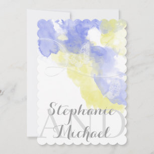 Watercolor Butterfly Periwinkle Wedding Einladung