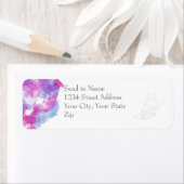 Watercolor Butterfly Raspberry Bliss Adressetikett (Insitu)