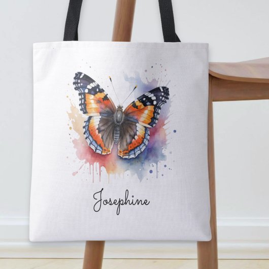 Watercolor Butterfly Red Admiral Custom Name  Tasche