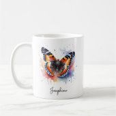 Watercolor Butterfly Red Admiral Personalized Mug Kaffeetasse (Links)