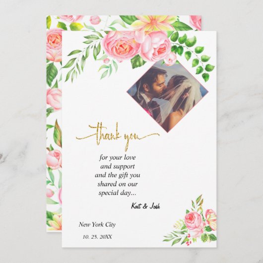 Watercolor Butterfly Spring Wedding Danke CARD Einladung (Vorne/Hinten)