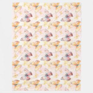 Watercolor Butterfly Whimsy Fleecedecke