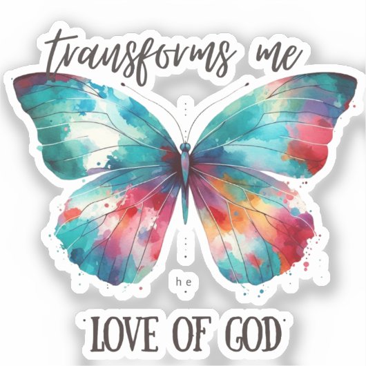 Watercolor butterfly with Christian quote: "God's Aufkleber (Vorderseite)