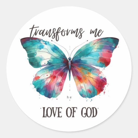 Watercolor butterfly with Christian quote: "God's  Runder Aufkleber (Vorderseite)