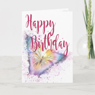 Watercolor Butterfly zum Geburtstag Karte