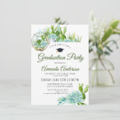 Watercolor Cactus Eucalyptus FOTO Abschluss Einladung (Stehend Vorderseite)