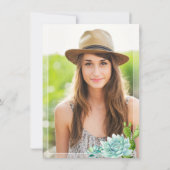 Watercolor Cactus Eucalyptus FOTO Abschluss Einladung (Rückseite)