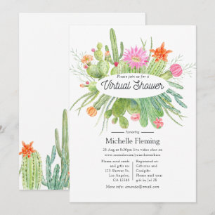 Watercolor Cactus Virtual Baby Shower Einladung