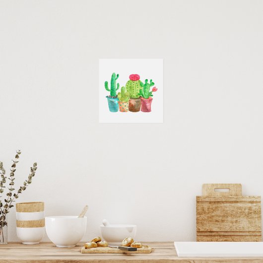 Watercolor Cactus Wall Art Poster (Küche)