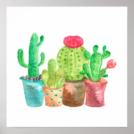 Watercolor Cactus Wall Art Poster