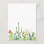 Watercolor Cactus Wedding Guest Details Begleitkarte (Rückseite)