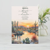 Watercolor Cactus Wüste Landscape Brautparty Einladung (Stehend Vorderseite)