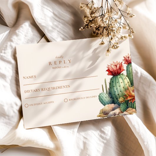 Watercolor Cactus Wüste Landscape Wedding RSVP Karte