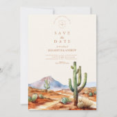 Watercolor Cactus Wüste Landscape Wedding Save The Date (Vorderseite)