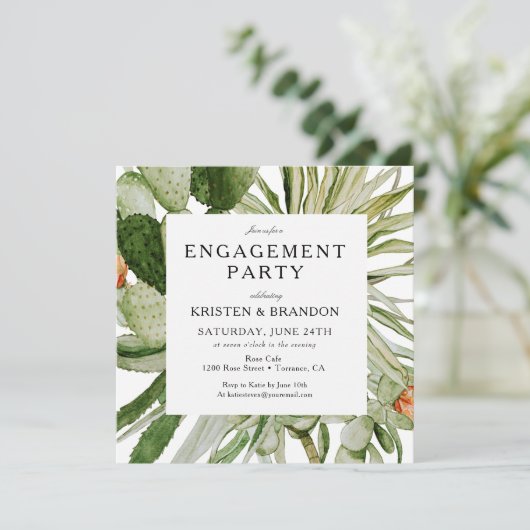 Watercolor Cactus Wüsteneinsatzpartei Einladung (Stehend Vorderseite)