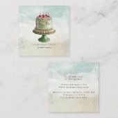 Watercolor Cake Baker Artisan Bakery Quadratische Visitenkarte (Vorne/Hinten)
