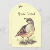 Watercolor California Quail Bird Einladung (Vorne/Hinten)